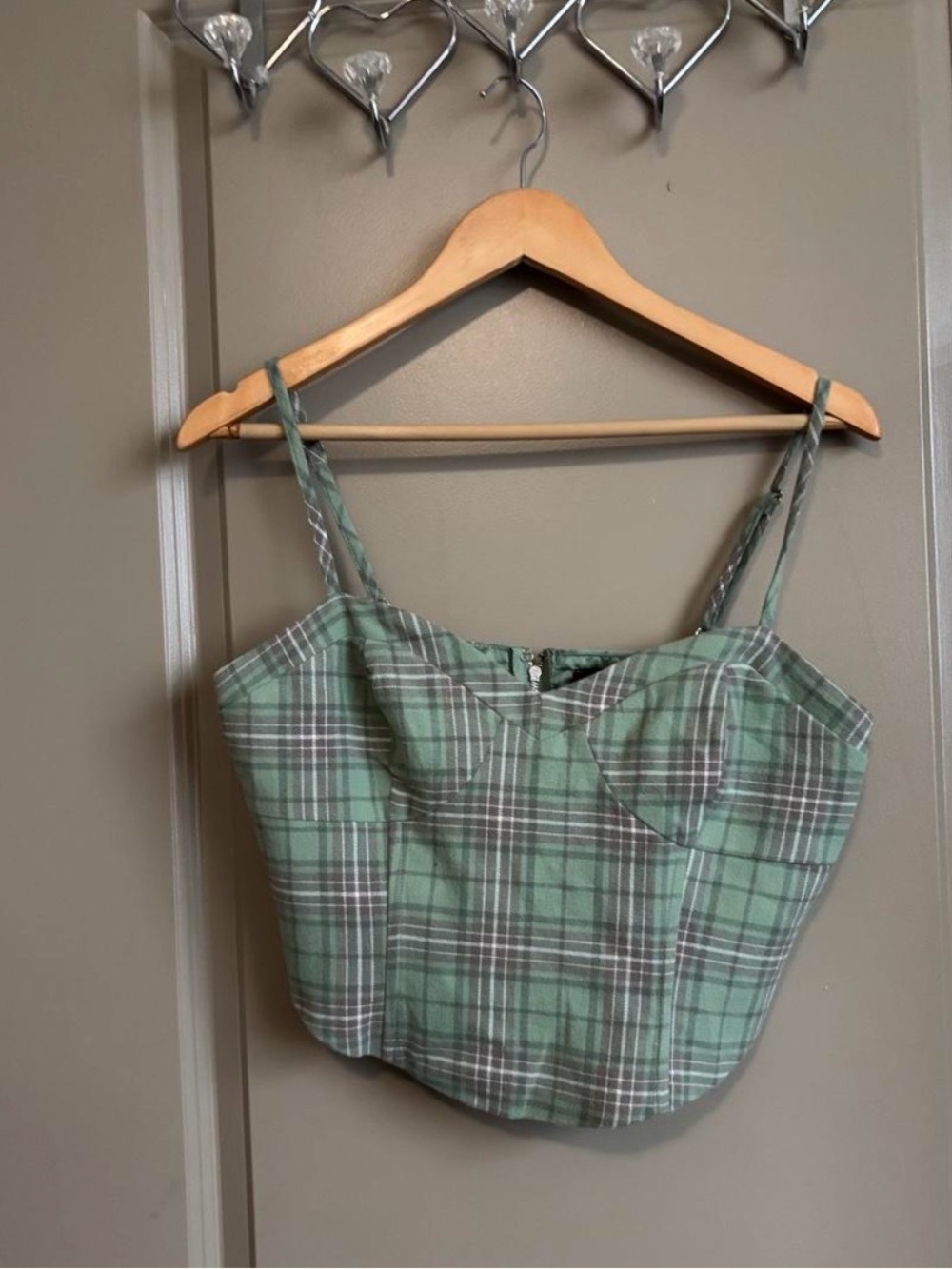 Forever 21 Mint Green Plaid Cropped Tank